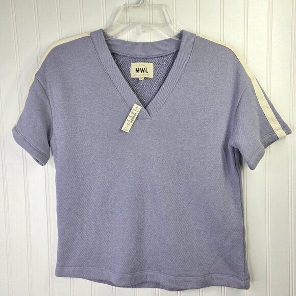 Madewell Tops - Madewell Top Womens XXS Purple Waffle Sweatshirt Short Sleeve Relaxed Fit Active